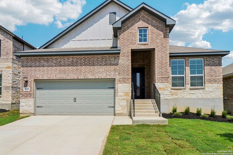 Front exterior of a new home in Sagebrooke - Classic Series, San Antonio, TX, highlighting curb appeal (Image 2).