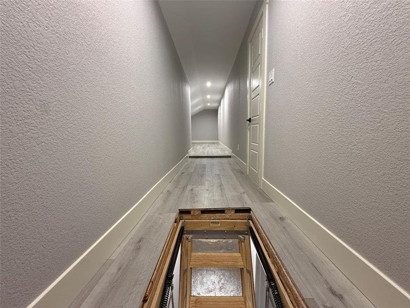 Corridor with a textured wall