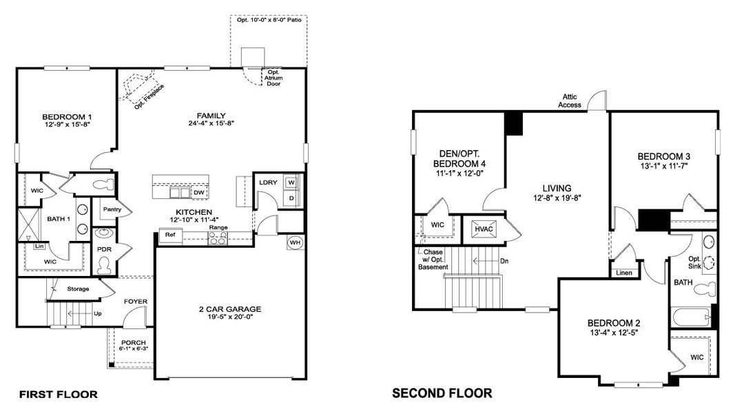 2D floor plan layout for the Belfort by D.R. Horton in Belhaven, Knoxville, TN (Image 3).