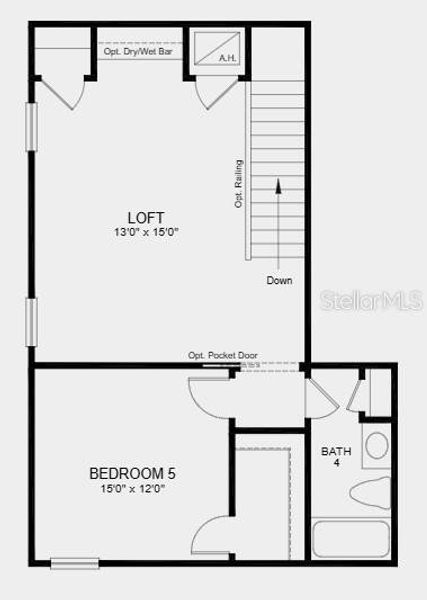 2D floor plan layout of this home in The Waters at Center Lake Ranch, St. Cloud, FL (Image 2).