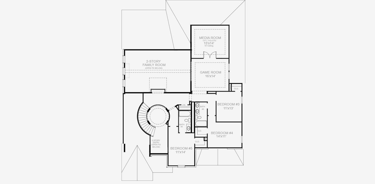 2D floor plan layout for the 3797W by Perry Homes in Ramble, Celina, TX (Image 5).
