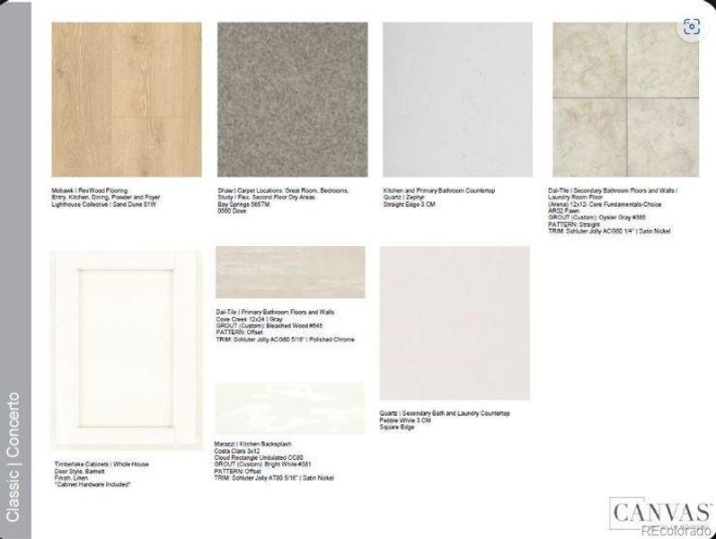 Design Selections.  Home is under construction and selections are subject to change.