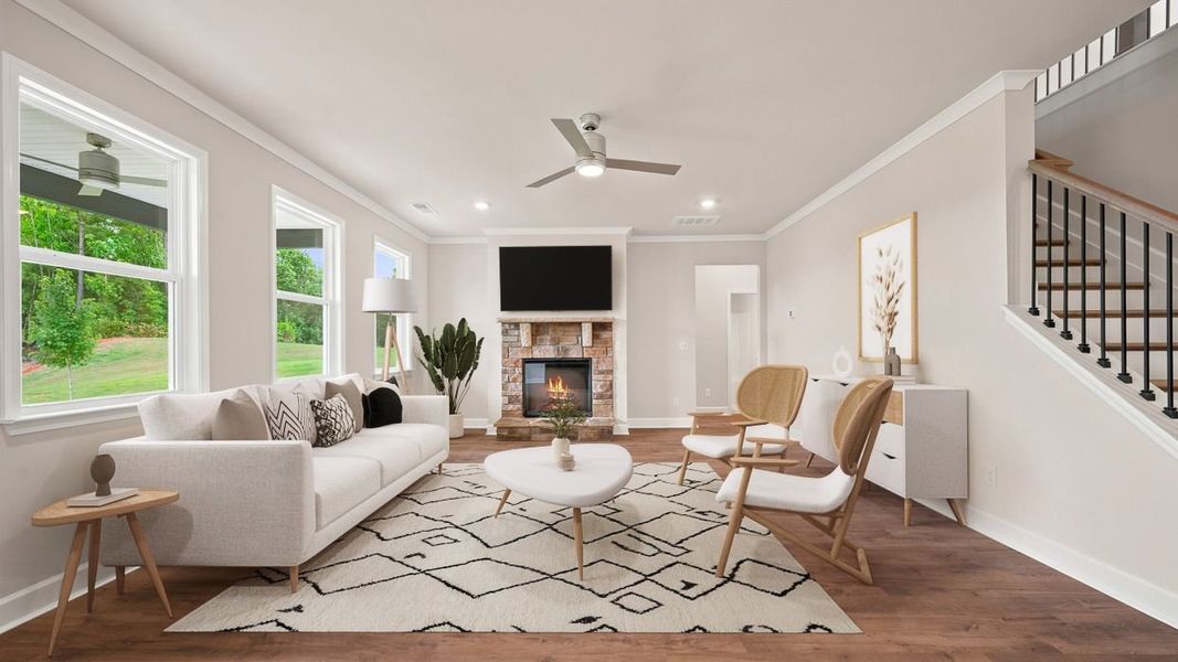 Representative furnished interior of a home built from the Emerson by D.R. Horton in Evergreen Crossing, Locust Grove (Image 11).