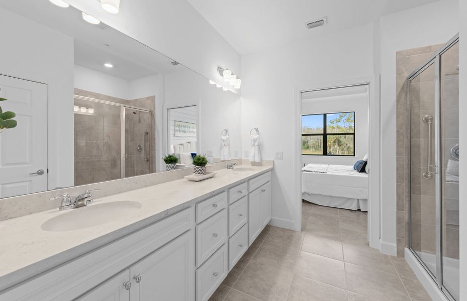 Owner's bath with dual sink vanity