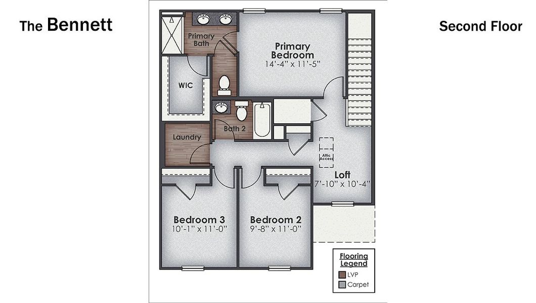 2D floor plan layout of this home in The Pines at Blake Farm, Wilmington, NC (Image 3).