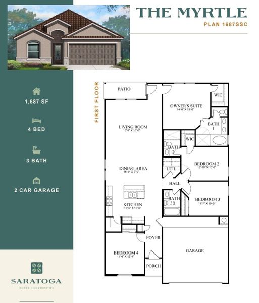 2D floor plan layout of this home in Crosby Farms, Crosby, TX (Image 3).
