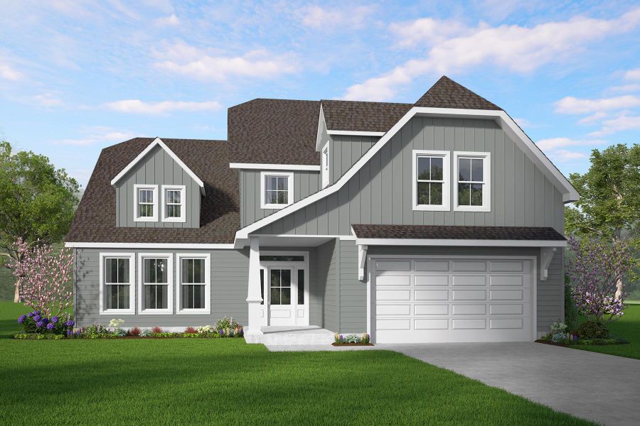 Front exterior of a new home in Walker's Pointe, Anderson, SC, highlighting curb appeal (Image 5). Front exterior of a new home in Walker's Pointe, Anderson, SC, highlighting curb appeal (Image 5).