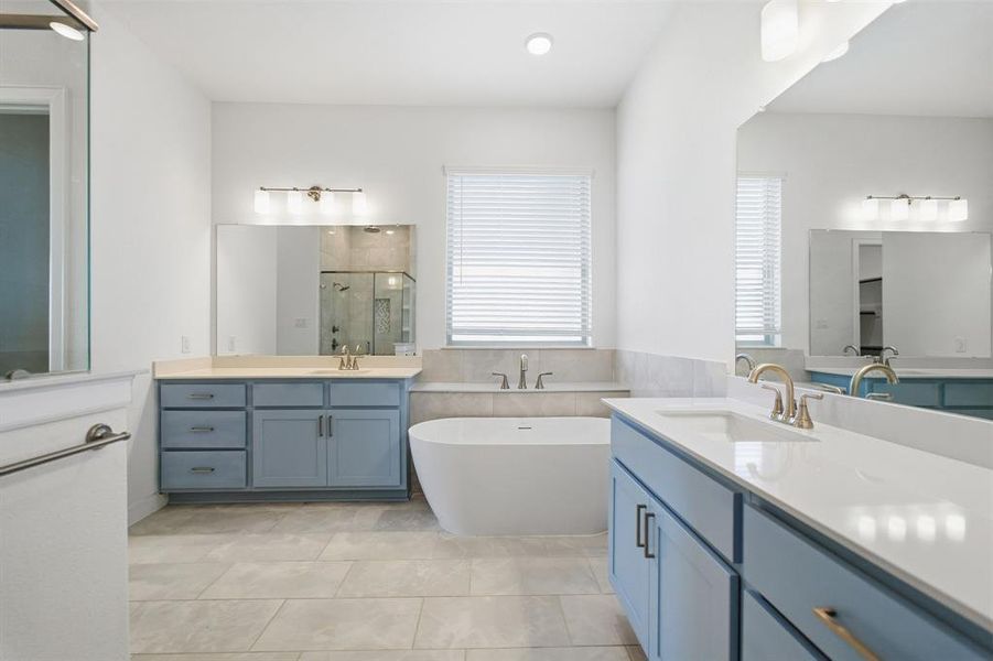 Light-toned tile flooring throughout