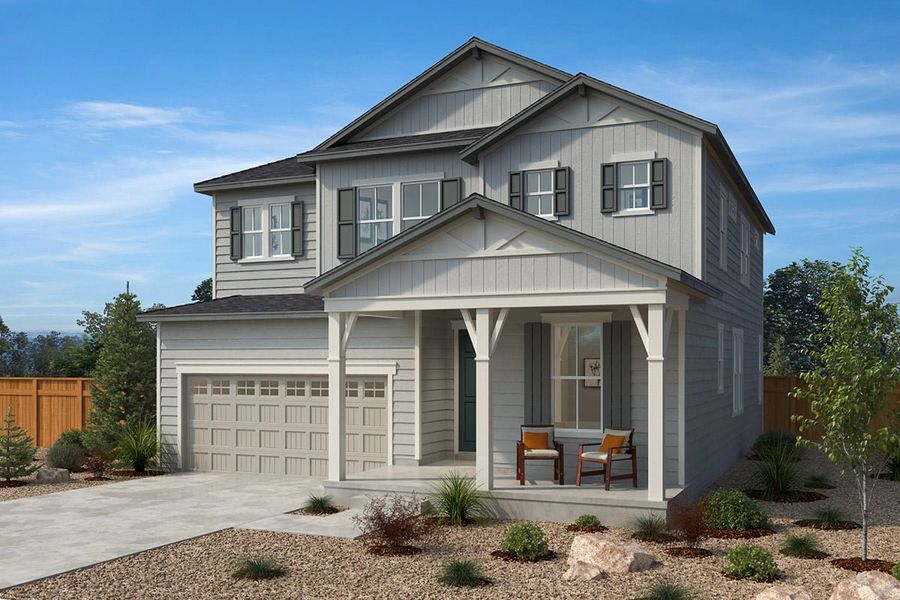 Front exterior of a home in the The Nest Reserve at Canyon Creek community, located in Erie, CO (Image 11).
