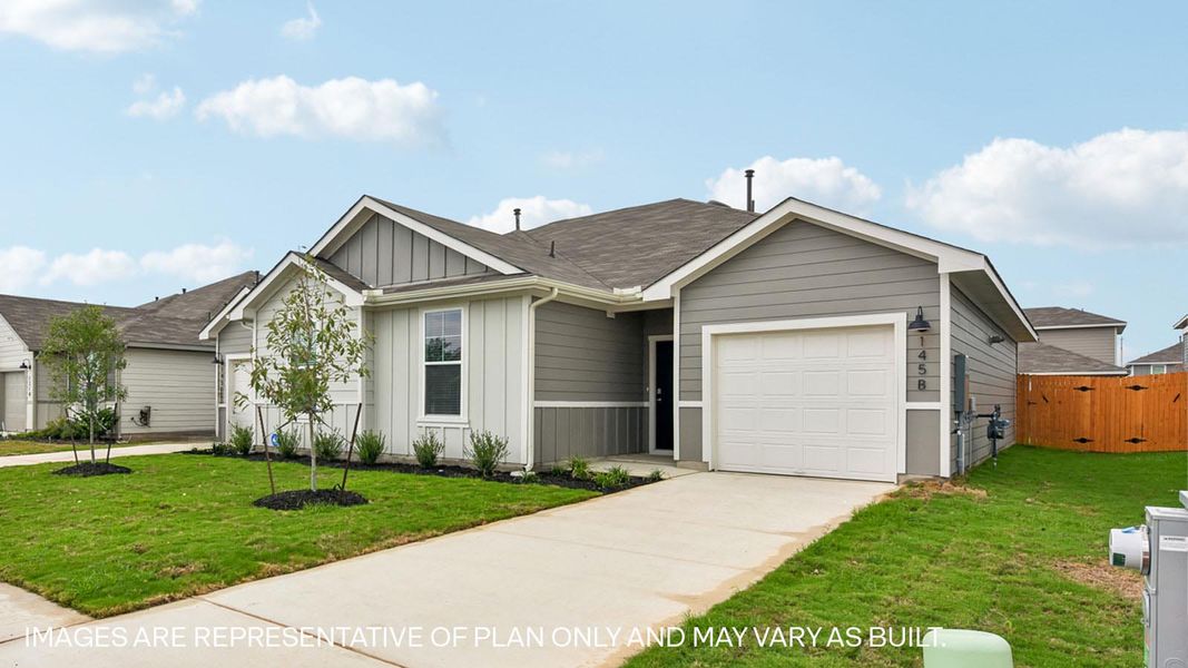 Representative exterior photo of a completed home built from the The Sarah by D.R. Horton in Wayside, Uhland, TX (Image 21). Representative exterior photo of a completed home built from the The Sarah by D.R. Horton in Wayside, Uhland, TX (Image 21).