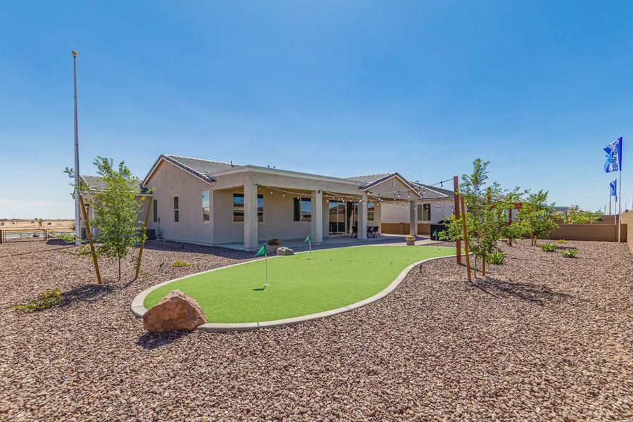 Representative exterior details of a home built from the 1603 by Elliott Homes in Acacia at Santana, Yuma (Image 22).