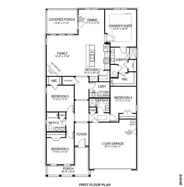 2D floor plan layout for the Robinson by D.R. Horton in The Villas at Pine Valley, Boiling Springs, SC (Image 3).
