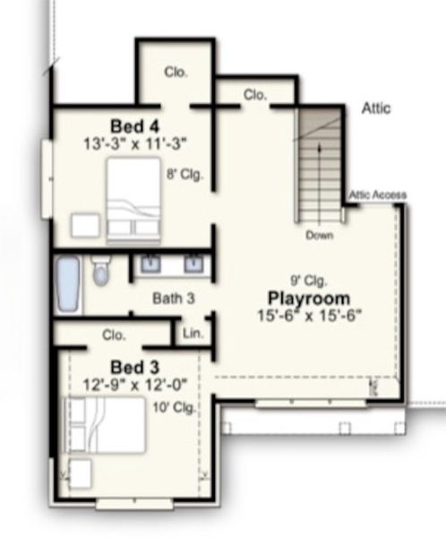 2D floor plan layout of this home in White Oak, Arlington, TN (Image 6).