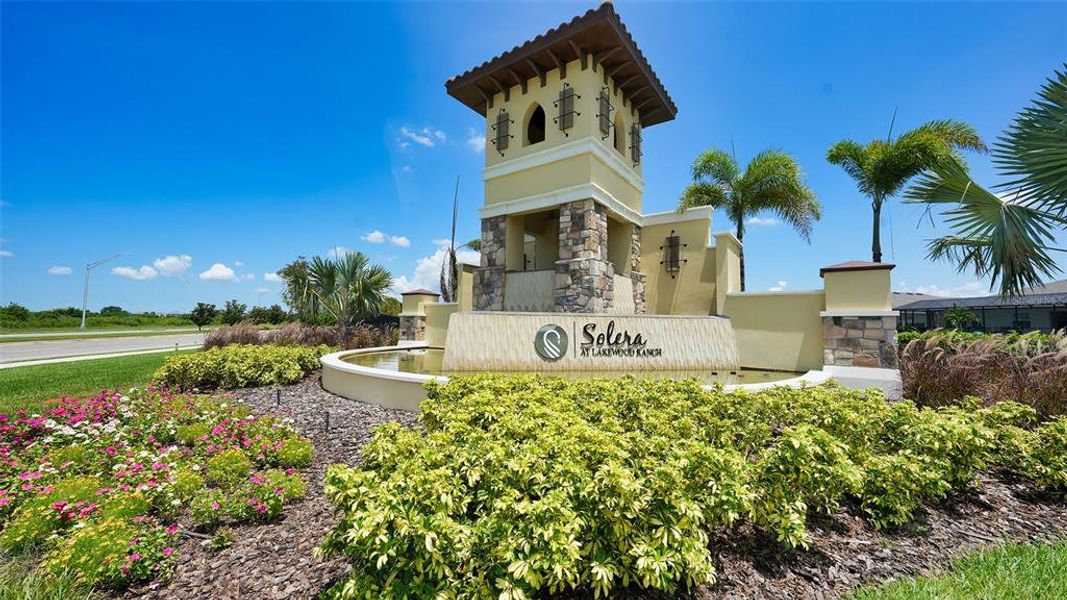 Front exterior of a new home in Solera at Lakewood Ranch, Bradenton, FL, highlighting curb appeal (Image 18).