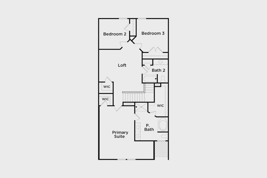 2D floor plan layout of this home in Bowers Farm Townhomes, McDonough, GA (Image 4).