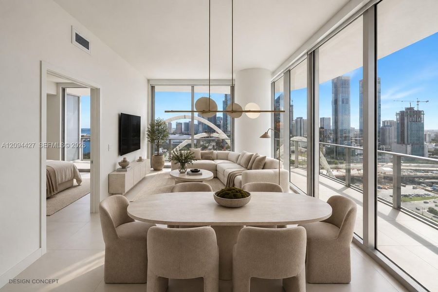 Furnished interior view inside a new home in , Miami (Image 15).