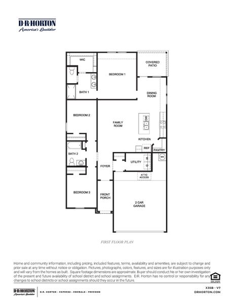2D floor plan layout for the Baxtor by D.R. Horton in China Grove, China, TX (Image 3).