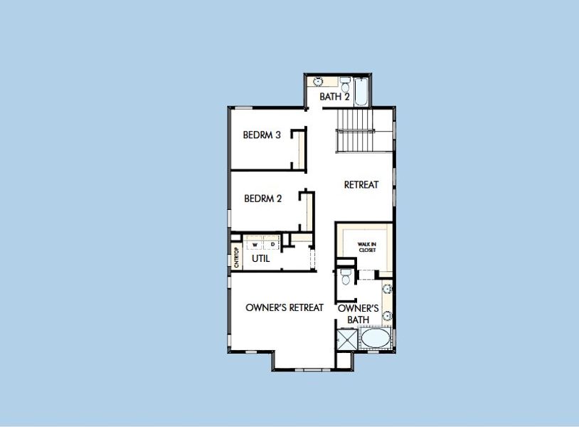 2D floor plan layout for the The Settler by David Weekley Homes in Goodnight Ranch, Austin, TX (Image 3).