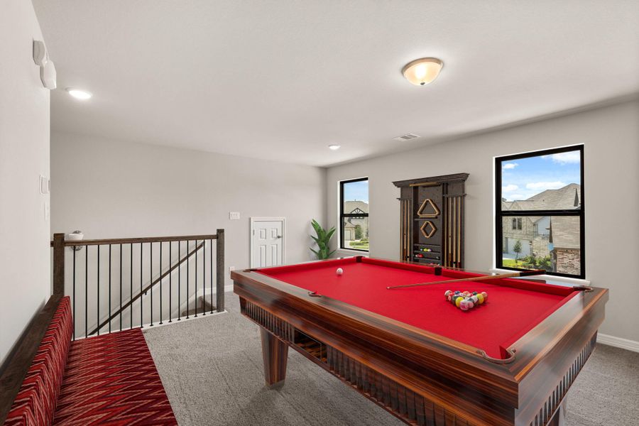 As you make your way upstairs this exceptional game room is a standout feature in this remarkable property, offering a space that combines luxury and fun for all ages.