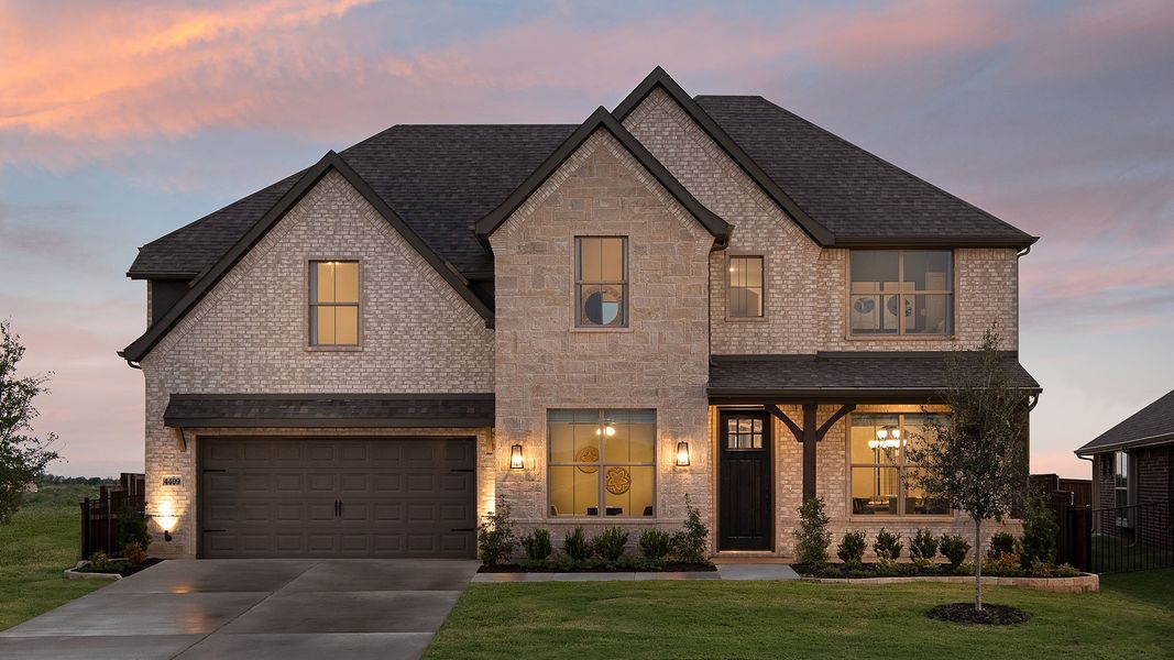 Representative exterior photo of a completed home built from the Concept 3135 by Landsea Homes in Belle Meadows, Cleburne, TX (Image 16). Representative exterior photo of a completed home built from the Concept 3135 by Landsea Homes in Belle Meadows, Cleburne, TX (Image 16).