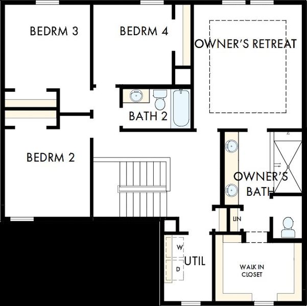 2D floor plan layout of this home in Serenity - The Village Collection, Fuquay Varina, NC (Image 3). 2D floor plan layout of this home in Serenity - The Village Collection, Fuquay Varina, NC (Image 3).