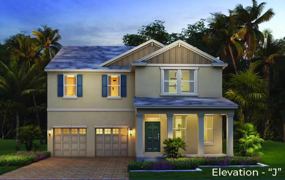 Front exterior of a new home in Waterleigh, Winter Garden, FL, highlighting curb appeal (Image 2). Front exterior of a new home in Waterleigh, Winter Garden, FL, highlighting curb appeal (Image 2).