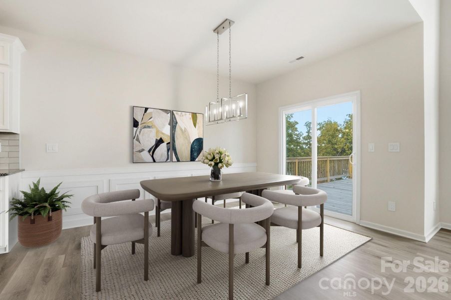 Dining area virtually staged