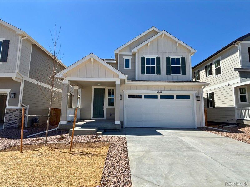 Front exterior of a new home in Crossway at Second Creek, Commerce City, CO, highlighting curb appeal (Image 1). Front exterior of a new home in Crossway at Second Creek, Commerce City, CO, highlighting curb appeal (Image 1).