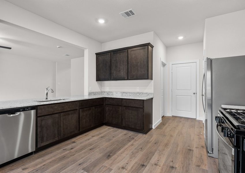 The kitchen has ample counterspace. The kitchen has ample counterspace.