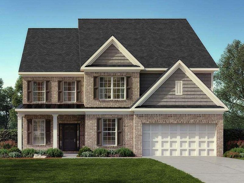 Front exterior of a new home in Briarwood, Cumming, GA, highlighting curb appeal (Image 16). Front exterior of a new home in Briarwood, Cumming, GA, highlighting curb appeal (Image 16).