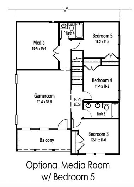 2D floor plan layout for the Peyton III by Cambridge Homes in Lake Park, Rowlett, TX (Image 4).
