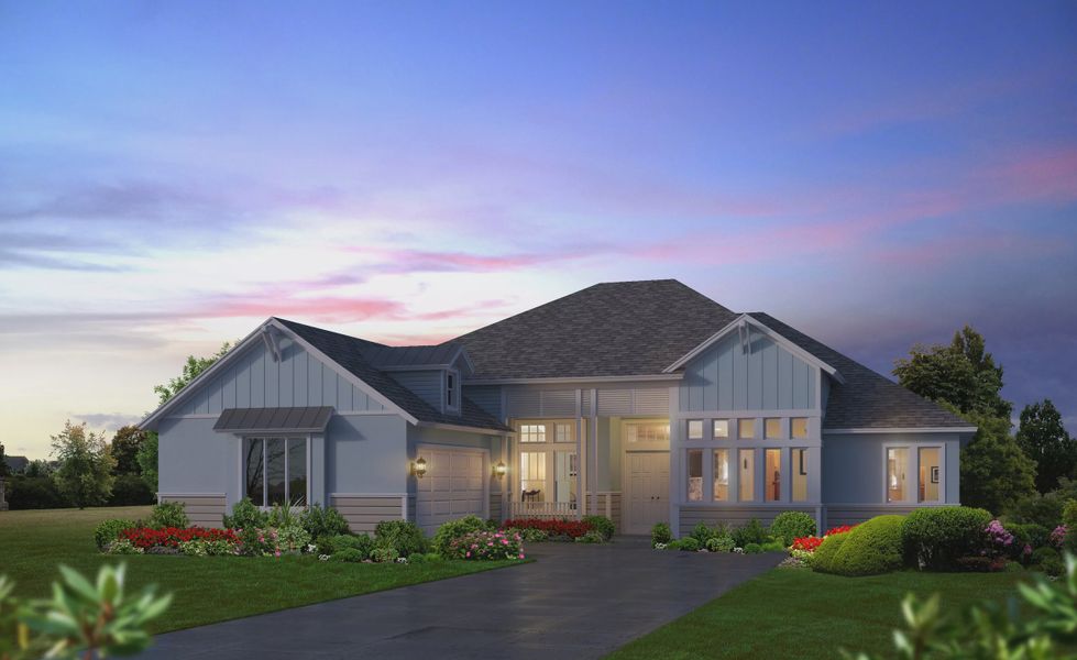 Representative exterior photo of a completed home built from the Egret II by ICI Homes in Plantation Bay, Ormond Beach, FL (Image 6). Representative exterior photo of a completed home built from the Egret II by ICI Homes in Plantation Bay, Ormond Beach, FL (Image 6).