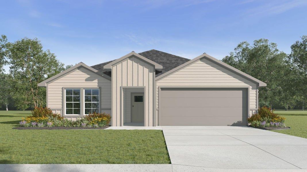 Representative exterior photo of a completed home built from the Elgin by D.R. Horton in Cornerstone, Rockdale, TX (Image 15). Representative exterior photo of a completed home built from the Elgin by D.R. Horton in Cornerstone, Rockdale, TX (Image 15).