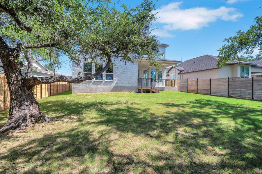 View of fenced backyard