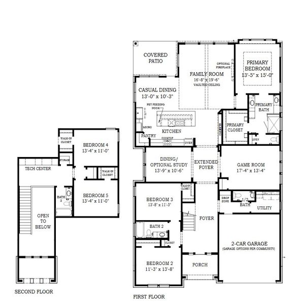 2D floor plan layout for the Melody by Chesmar Homes in Audubon, Magnolia, TX (Image 3).