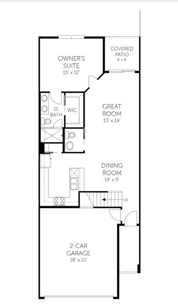 2D floor plan layout for the Osprey - Townhomes by Dream Finders Homes in Brook Forest - Townhomes, St. Augustine, FL (Image 5).