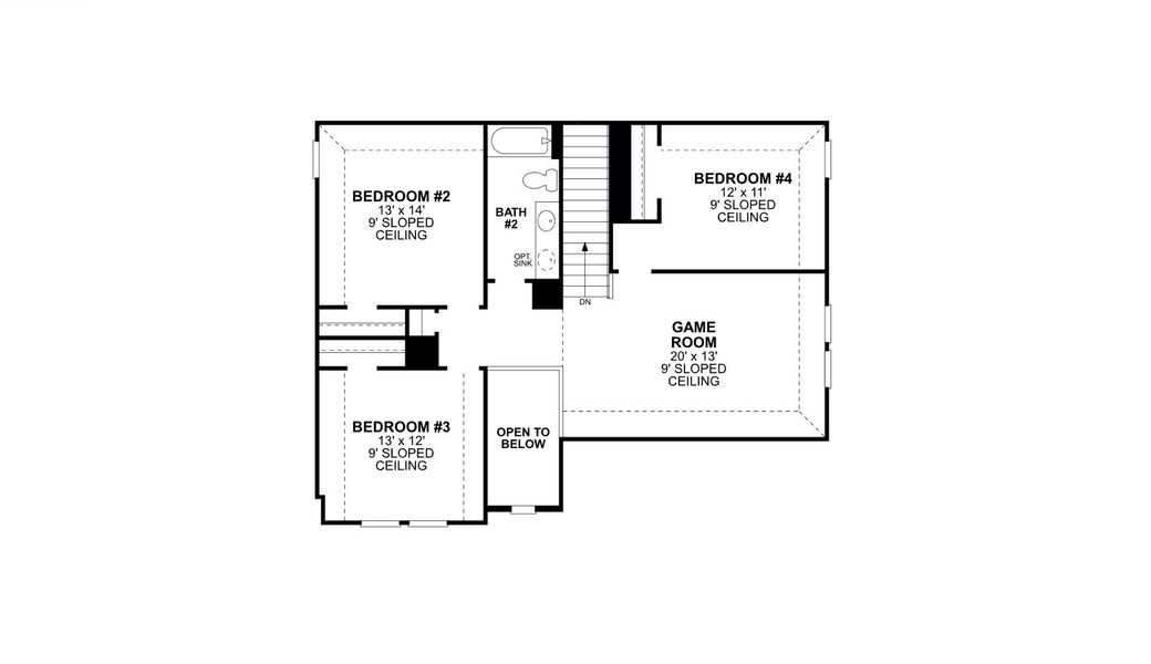 2D floor plan layout for the Bryant by M/I Homes in Eliana, McKinney, TX (Image 4).