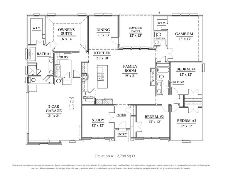2D floor plan layout for the Camden by Our Country Homes in Highland Oaks, Boyd, TX (Image 3).