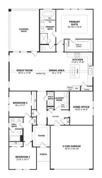 2D floor plan layout for the Tacoma II by K. Hovnanian® Homes in Heritage Ranch, Sherman, TX (Image 3).