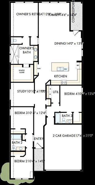 2D floor plan layout of this home in Brookewater - Terrace Collection, Rosenberg, TX (Image 2). 2D floor plan layout of this home in Brookewater - Terrace Collection, Rosenberg, TX (Image 2).