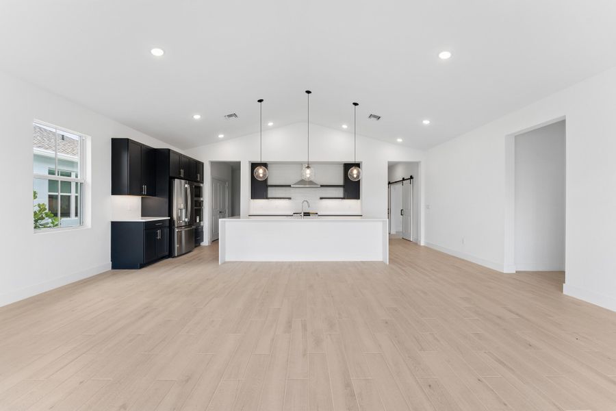 Kitchen, Great Room & Dining Area