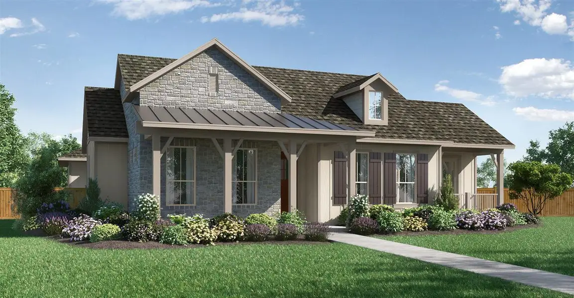 Front exterior of a new home in Easton Park, Austin, TX, highlighting curb appeal (Image 9).
