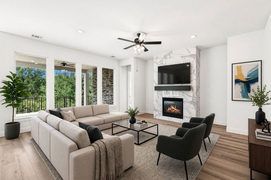 Furnished interior view inside a new home in Double Eagle Ranch, Cedar Creek (Image 5).