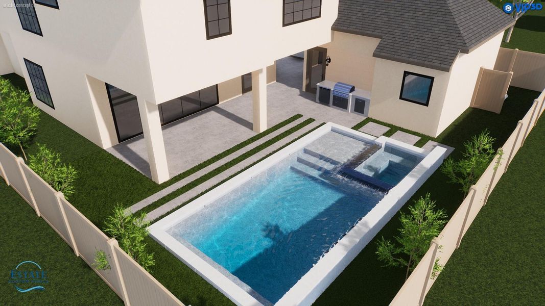 The large 10,500 sf lot...