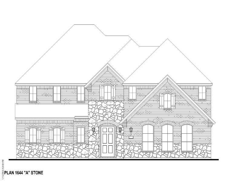 Plan 1644 Elevation A w/ Stone