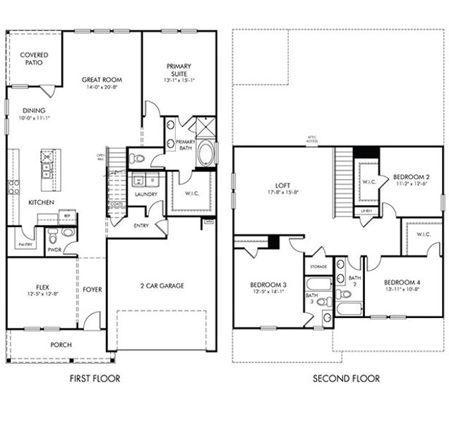2D floor plan layout for the Sherwood by Meritage Homes in Harmony Manor, Fairburn, GA (Image 3).
