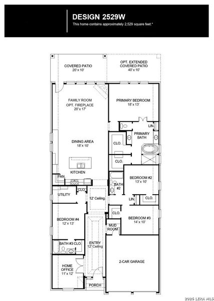 2D floor plan layout of this home in Meadows of Mill Creek, Seguin, TX (Image 3).
