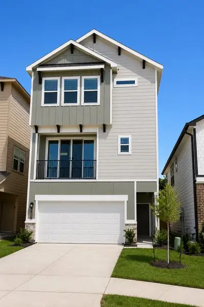 Front exterior of a new home in Eagle Landing, Houston, TX, highlighting curb appeal (Image 1). Front exterior of a new home in Eagle Landing, Houston, TX, highlighting curb appeal (Image 1).