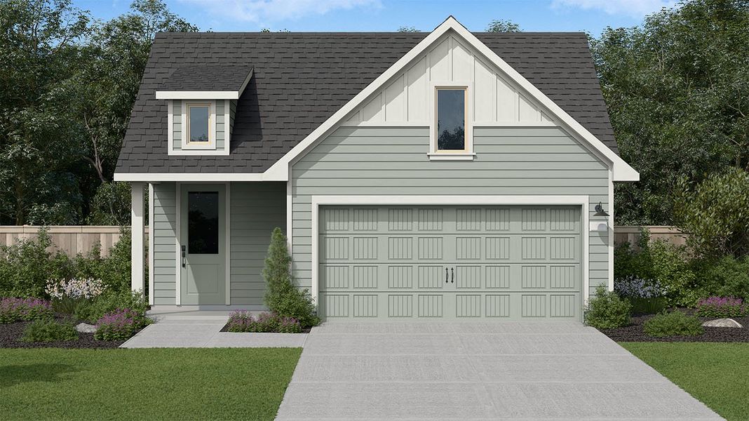 Representative exterior photo of a completed home built from the Makenna by New Home Co. in The Cottages Collection at Oakberry Trails, Waller, TX (Image 2). Representative exterior photo of a completed home built from the Makenna by New Home Co. in The Cottages Collection at Oakberry Trails, Waller, TX (Image 2).