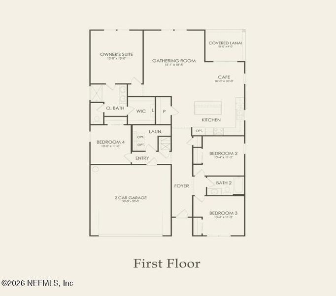 2D floor plan layout of this home in Wells Landing, Jacksonville, FL (Image 3).
